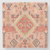 Sun-Kissed Hand-Drawn Moroccan Tribal Art Stenen Onderzetter (Voorkant)