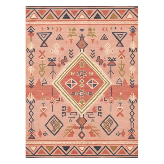 Sun-Kissed Hand-Drawn Moroccan Tribal Art Tafelkleed (Voorkant)