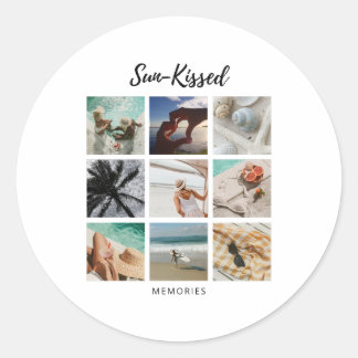 Sun-Kissed Memories Fotocollage Ronde Sticker