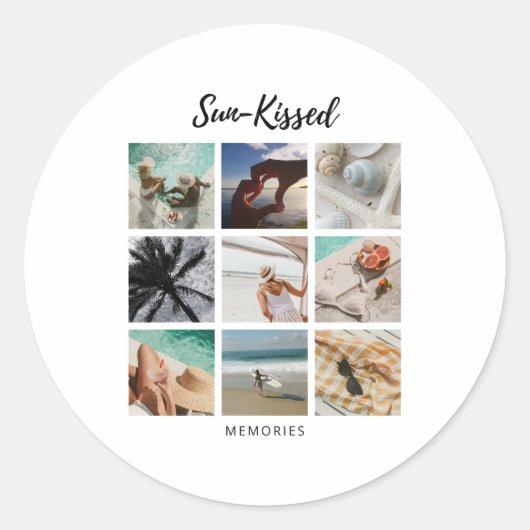 Sun-Kissed Memories Fotocollage Ronde Sticker (Voorkant)