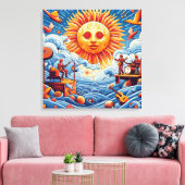 Sun-Kissed Ocean Jam: levendige muziekfestival kun Canvas Afdruk (Insitu (Woonkamer))