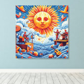 Sun-Kissed Ocean Jam: levendige muziekfestival kun Canvas Afdruk (Insitu (Houten vloer))