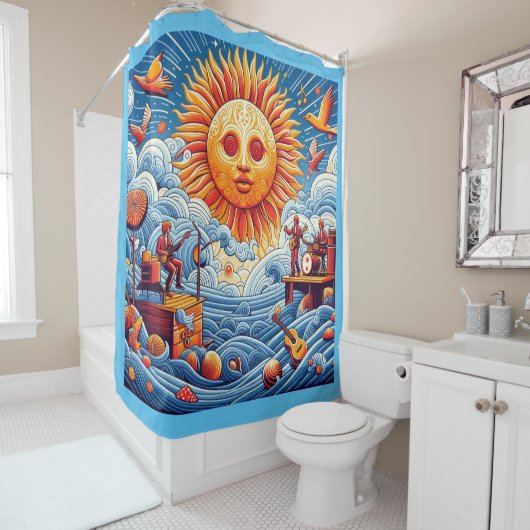 Sun-Kissed Ocean Jam: levendige muziekfestival kun Douchegordijn (In situ)