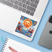 Sun-Kissed Ocean Jam: levendige muziekfestival kun Sticker (Laptop met iPhone)