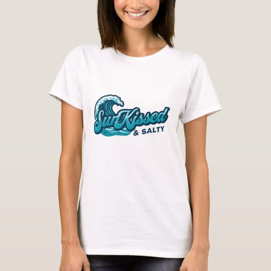 Sun Kissed & Salty Seaside Design T-shirt (Voorkant)