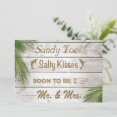 Sun Kissed Sandy Toes Salty Kisses Couple's Douche Kaart (Staand voorkant)