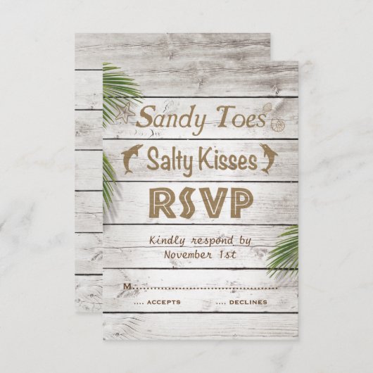 Sun Kissed Sandy Toes Salty Kisses RSVP (Voorkant / Achterkant)