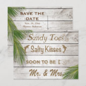 Sun Kissed Sandy Toes Salty Kisses Save the Date Aankondigingskaart (Voorkant / Achterkant)