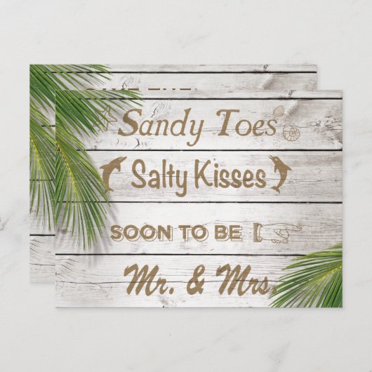 Sun Kissed Sandy Toes Salty Kisses Save the Date Aankondigingskaart (Voorkant / Achterkant)