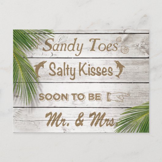 Sun Kissed Sandy Toes Salty Kisses Save the Date Aankondigingskaart (Voorkant)