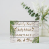 Sun Kissed Sandy Toes Salty Kisses Save the Date Aankondigingskaart (Staand voorkant)
