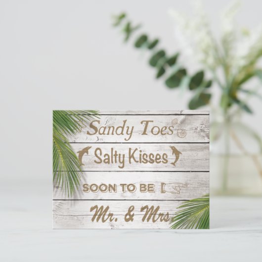 Sun Kissed Sandy Toes Salty Kisses Save the Date Aankondigingskaart (Staand voorkant)