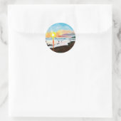 Sun-kissed Shores: Avondharmonie Ronde Sticker (Tas)