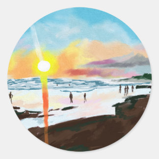 Sun-kissed Shores: Avondharmonie Ronde Sticker