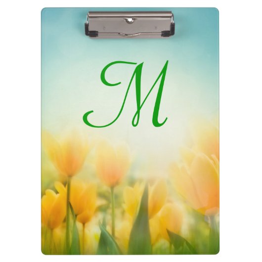 Sun Kissed Tulpen Monogram Initiaal Clip Board Klembord (Voorkant)