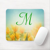 Sun Kissed Yellow Tulip Monogram Initiaal Muismat (Met muis)
