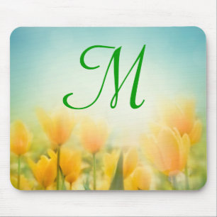 Sun Kissed Yellow Tulip Monogram Initiaal Muismat