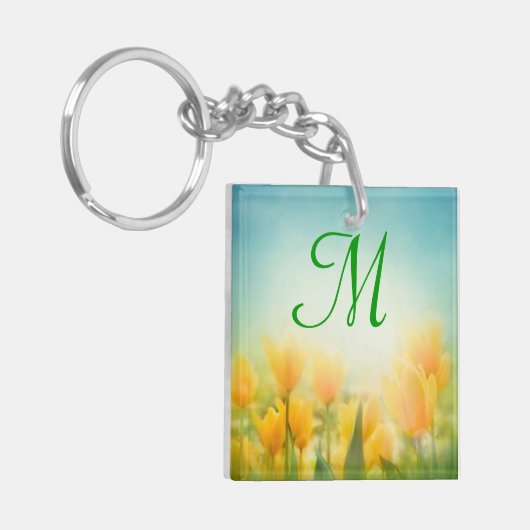 Sun Kissed Yellow Tulips Sleutelhanger (Voorkant Links)