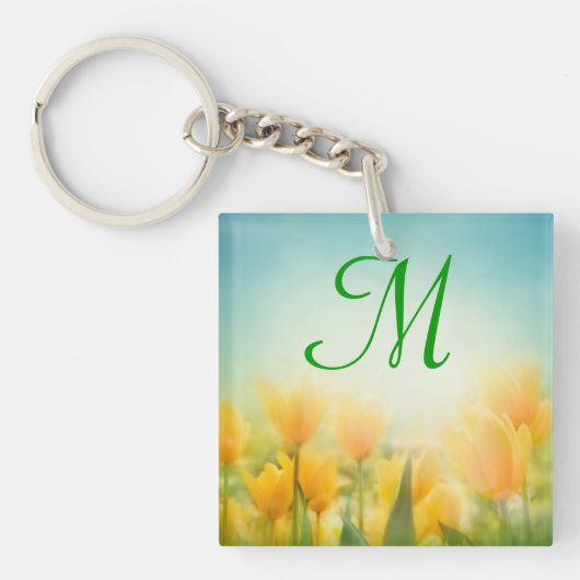 Sun Kissed Yellow Tulips Sleutelhanger (Voorkant)