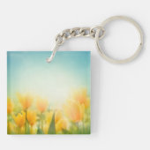 Sun Kissed Yellow Tulips Sleutelhanger (Achterkant)