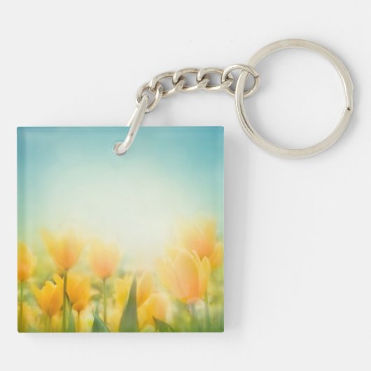 Sun Kissed Yellow Tulips Sleutelhanger (Achterkant)