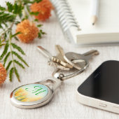 Sun Kissed Yellow Tulips Sleutelhanger (Zijkant)