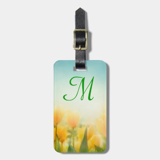 Sun Kissed Yellow Tulpen Monogram Bagagelabel (Voorkant verticaal)