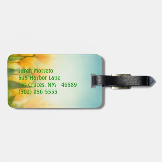 Sun Kissed Yellow Tulpen Monogram Bagagelabel (Achterkant horizontaal)