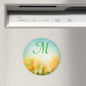 Sun Kissed Yellow Tulpen Monogram Initiaal Magneet (Insitu (Vaatwasser))