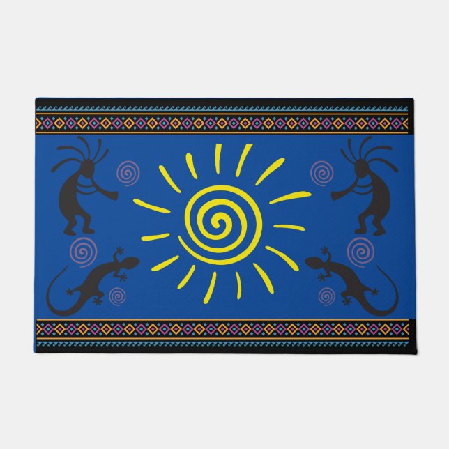 Sun Kokopelli Southwestern Doormat Deurmat (Voorkant)