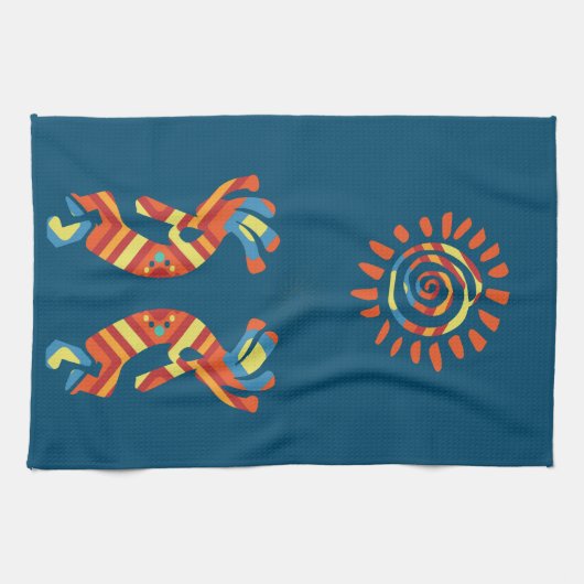 Sun Kokopelli Zuidwestelijke Keukenhanddoek (Horizontaal)