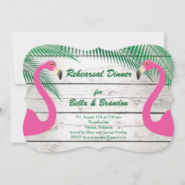 Sun Kust Flamingo Rehearsal Dinner Invitation Kaart