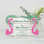 Sun Kust Flamingo Rehearsal Dinner Invitation Kaart (Staand voorkant)