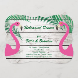 Sun Kust Flamingo Rehearsal Dinner Invitation Kaart