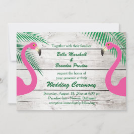 Sun Kust Flamingo Wedding Invitation Kaart