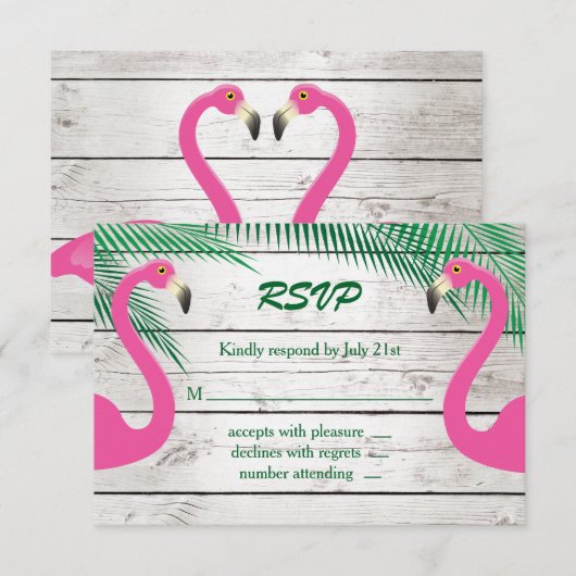 Sun Kust Flamingo Wedding RSVP (Voorkant / Achterkant)