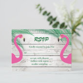 Sun Kust Flamingo Wedding RSVP Kaartje (Staand voorkant)