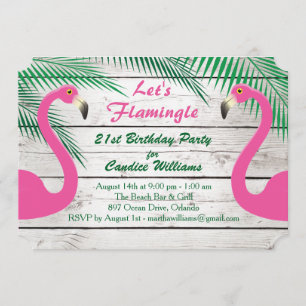 Sun Kust Let's Flamingle 21st Birthday Party Kaart