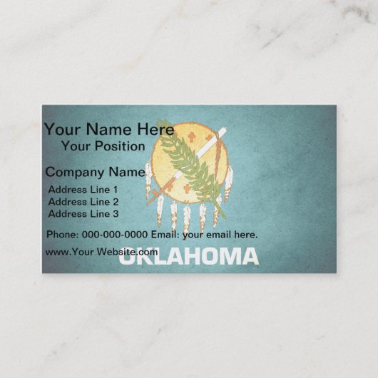 Sun kust Oklahoma Flag Visitekaartje (Voorkant)