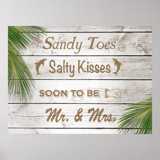 Sun Kust Sandy Toes Salty Kisses Mr & Mrs Poster (Voorkant)