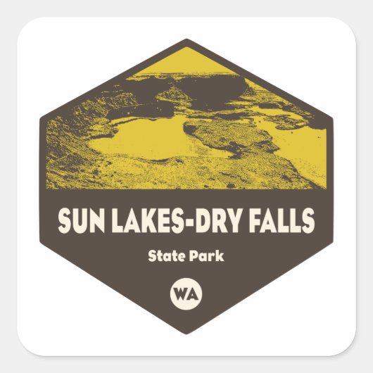 Sun Lakes-Dry Herfst State Park Washington Vierkante Sticker (Voorkant)