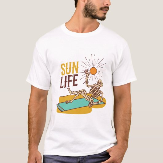 Sun Life Beach Tan Zomer Skelet T-shirt (Voorkant)