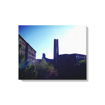 SUN LIT MILL CITY LOWELL WRAPPED CANVAS PRINT