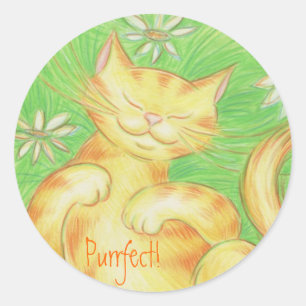 Sun Lover 'Purrfect' sticker rond
