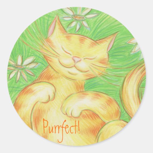 Sun Lover 'Purrfect' sticker rond (Voorkant)