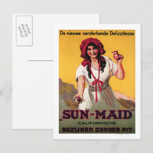 Sun-Maid California Raisin Poster Briefkaart (Voorkant / Achterkant)