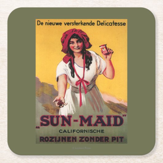 Sun-Maid California Raisin Poster Kartonnen Onderzetters (Voorkant)