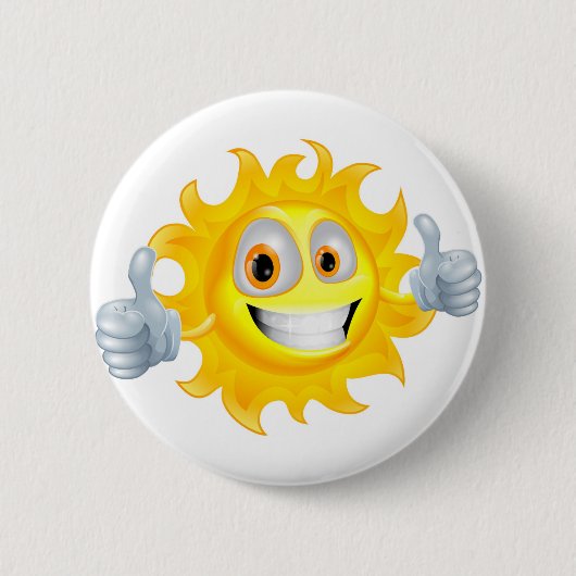 Sun man cartoon ronde button 5,7 cm (Voorkant)