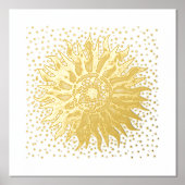 Sun Mandala Confetti Gold Foil Art Print (Voorkant)