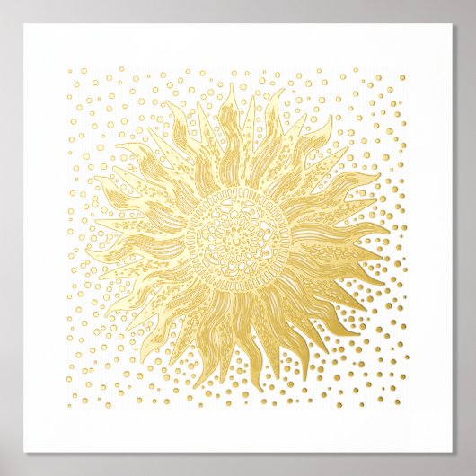 Sun Mandala Confetti Gold Foil Art Print (Voorkant)